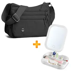 KELLER - Morral para Mujer Elegante NG BP3 Y Joyero con Espejo LED BL A31