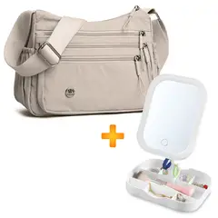 KELLER - Morral para Mujer Elegante CM BP3 Y Joyero con Espejo LED BL A31