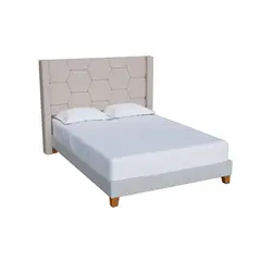 MUEBLES MACRUMO - Cama tapizada Nurei Gris Claro 2plz