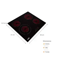 SOLE - Encimera Vitrocerámica 60 Cm 4 Hornillas