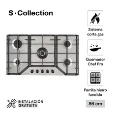 SCOLLECTION - Encimera Acero Inoxidable A Gas 86Cm 5 Hornillas