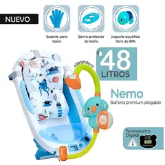 GENERICO - Nueva Bañera plegable Nemo con Termómetro Azul