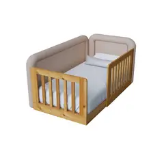 MUEBLES MACRUMO - Cama tapizada Tavos Gris Claro 15plz