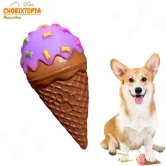 GENERICO - JUGUETE HELADO CHIRRIANTE MASTICABLE MASCOTA PERRO MORA CHOCOLATE