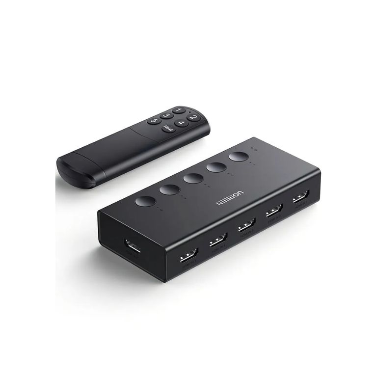 Adaptador Hdmi Switch 5 En 1 Negro 4k@60hz Con Control Remoto