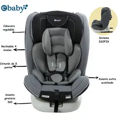 EBABY - Silla de Auto Sistema Isofix para Bebés «LOUIS» Gris Claro