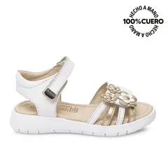 ADV - Sandalia Dorsay Casual MIA-2608 BlancoDorado Rabbit Cuero