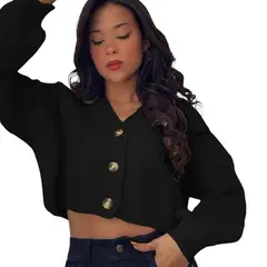 GENERICO - Chompa Mujer Hilo Trensa 359G-23 Color Negro