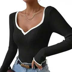 GENERICO - Polo Mujer Cuello Corazon Manga 373G Meg-22 Color Negro