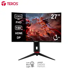 TEROS - Monitor Curvo Gaming TE-2766G 27 FHD VA 180 Hz 1ms HDMI DP Negro
