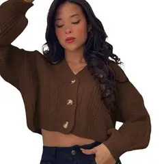 GENERICO - Chompa Mujer Hilo Trensa 359G-23 Color Marron