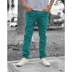 ALDO'S SINCE 1986 - PANTALON DRILL VERDE JADE TRIPLE COSTURA