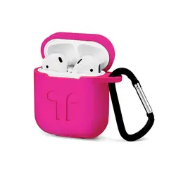 GENERICO - Funda protector para airPods fucsia con llavero