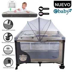 EBABY - Cuna Con Cambiador Happy Dream Beige + Colchón