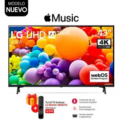 LG - Televisor 43 Pulg. LED Smart TV UHD 4K con Thinq AI 43UT7300 + control Inteligente MAGIC