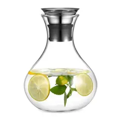 GENERICO - Jarra de Vidrio con Tapa de acero Inox Resistente al Calor