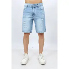 QH - Bermuda de jean rasgado para hombre