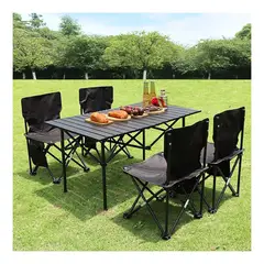 GENERICO - Mesa + 4 Sillas Plegable De Camping Playa Piscina Terraza Ne