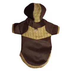 GENERICO - CASACA MARRÓN CON CAPUCHA POLAR PARA PERRO Y GATO - TALLA S