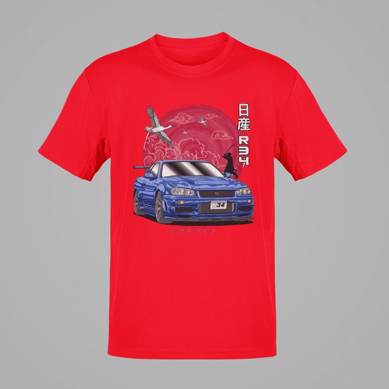 Camiseta GTR34 Skyline Polo Carro Tunning JDM Algodon