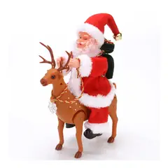 GENERICO - Adorno Navideño Santa Claus y su Reno con Pilas