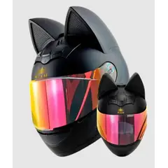 ROYAL - CASCO MOTO GATO NEGRO MATE