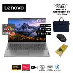 LENOVO - AMD RYZEN 5 7520U RAM 8GB SSD 512GB 15.6" FHD FREEDOS - V15 G4 AMN