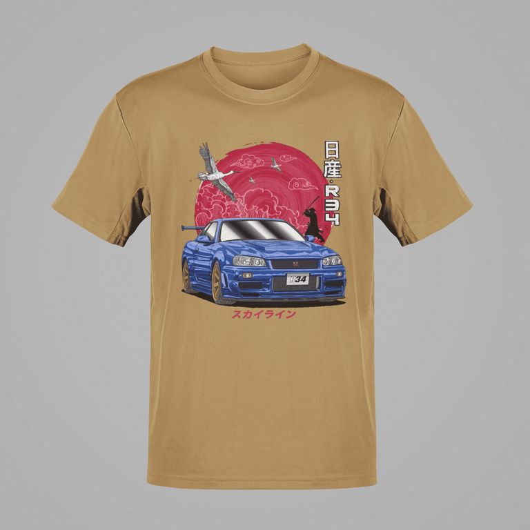Camiseta GTR34 Polo Skyline Carro Tunning Godzilla Algodon