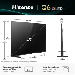 HISENSE - Televisor Smart TV 43 QLED 4K UHD Negro 43Q6QV