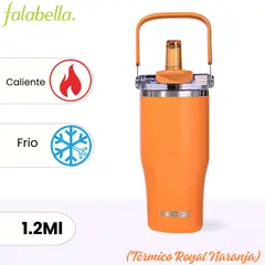 ICHIMATSU - Tomatodo de Acero Inoxidable Térmico Royal Naranja 1.2 L