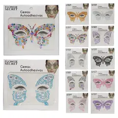FLOWER SECRET - Pack de 12 Gemas Autoadhesivas para el rostro Mariposa