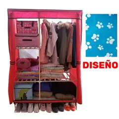 OEM - Ropero de Tela Armable 2 Cuerpos 170x108x48cm Estructura de Madera