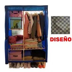 OEM - Ropero de Tela Armable 2 Cuerpos 170x108x48cm Estructura de Madera