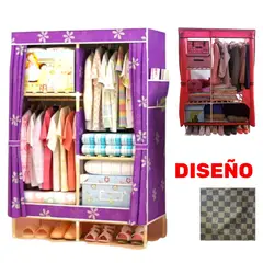 OEM - Ropero de Tela Armable 2 Cuerpos 170x108x48cm Estructura de Madera
