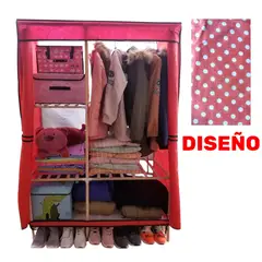 OEM - Ropero de Tela Armable 2 Cuerpos 170x108x48cm Estructura de Madera