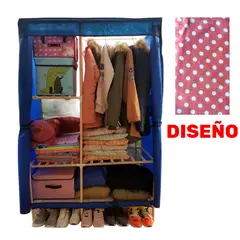 OEM - Ropero de Tela Armable 2 Cuerpos 170x108x48cm Estructura de Madera