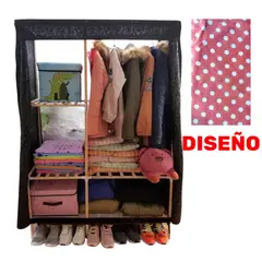 OEM - Ropero de Tela Armable 2 Cuerpos 170x108x48cm Estructura de Madera