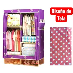 OEM - Ropero de Tela Armable 2 Cuerpos 170x108x48cm Estructura de Madera