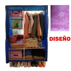 OEM - Ropero de Tela Armable 2 Cuerpos 170x108x48cm Estructura de Madera