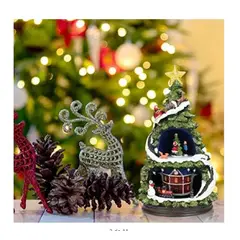 GENERICO - Villa Navideña con Luz Led y Tren en MOVIMIENTO DE CALIDAD