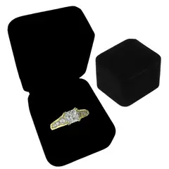 GENERICO - Anillo Cristal Regalo Promesa Compromiso Novia Acero Dorado