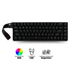 AULA - Teclado Gamer Win68he Negro Epomarker Switch Magnetico RGB