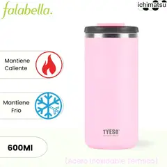 ICHIMATSU - Vaso de Acero Inoxidable Térmico Rosado 600 ml.