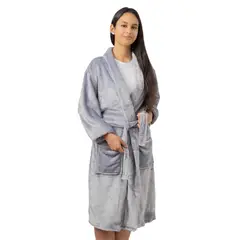GENERICO - Bata Polar Mujer Seduction Premium Gris