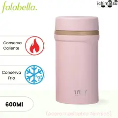 ICHIMATSU - Termo de Acero Inoxidable para Alimentos Cibo Rosado 600 ml.