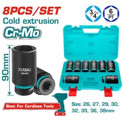 TOTAL TOOLS - Dados Tubulares Tres Cuartos Pulgadas 8pcs 26-38mm Total-THKISD34082L