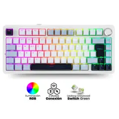 AULA - Teclado F75 Español White Epomarker Switch Leobog Rapier Green