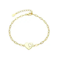 SANTORAL - Pulsera Cadena Corazón Brillos - Plata