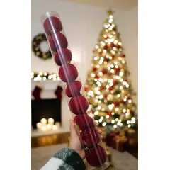 GENERICO - ESFERAS DE TERCIOPELO NAVIDEÑAS-ROJO