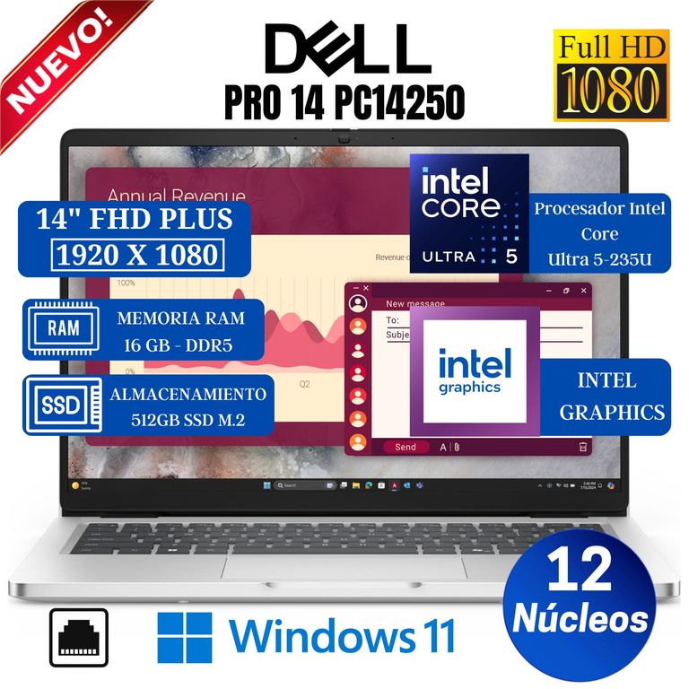 Laptop Pro 14 PC14250 14" FHD Plus, Core Ultra 5-235U, Ram 16GB, Ssd 512GB, Win 11 Pro